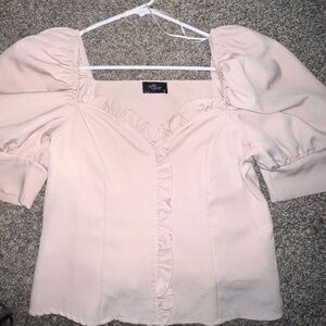 Cream, puff sleeve blouse